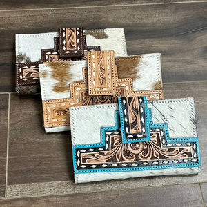 Vente en gros 2025 de pochette en cuir de vachette usiné à la main pour femmes portefeuille multifonction en cuir véritable carte de crédit sacs à main pour téléphone portable - Product Image 4