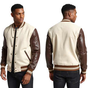 Chaqueta Varsity de Cuero Premium para Hombre, Estilo Universitario de Lujo - Product Image 3