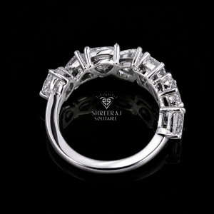 Bague demi-éternité multi-formes en diamant de laboratoire, alliance en or massif 14 carats, bague en diamant CVD, fabricant en gros Inde - Product Image 5