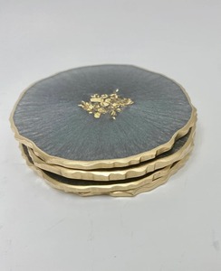 Handmade Resin Craft Coasters with Natural Stone Detailing Gold Flake Finish Stylish Tabletop Drink <b>Protection</b> Set - Product Image 2