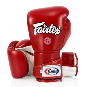 ถุงมือชกมวย Fairtex คุณภาพสูง แบบมืออาชีพ สไตล์เม็กซิกัน สีแดงขาว หนังแท้ ปิดแบบตีนตุ๊กแก สำหรับฝึกซ้อม - Product Image 1