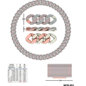 Colliers chaîne maille cubaine Miami bicolores, entièrement sertis de diamants de laboratoire taille ronde, en or massif 14K, style hip-hop streetwear imposant - Product Image 2