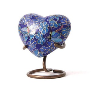 <b>Top</b> Best Selling Keepsake Heart Enamel Urn with <b>Butterfly</b> Design Black Base Decorative Stand Included Keepsake Heart Urn - Product Image 4