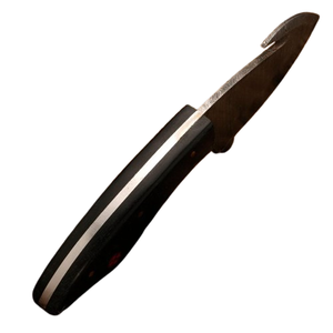 Couteau de chasse à dépecer en acier Damas fait main avec lame à crochet pour éviscérer, lame en pied de mouton, manche en Micarta noir, personnalisable OEM - Product Image 4