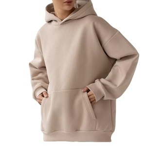 Venta al por mayor descarga impresa forrada transpirable peso pesado 380g Sudadera con capucha de gran tamaño 100% algodón Jersey de punto de invierno para mujeres - Product Image 2