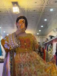 Royal Traditional Afghan <b>Dress</b> Bright Solid Color Afghan Kuchi <b>Dress</b> Geometric Embroidery Matching Dupatta Casual <b>Dresses</b> - Product Image 2