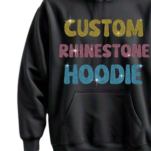Sweat-shirt à capuche personnalisé pour homme avec strass, texte multicolore scintillant, streetwear en molleton de coton, vente en gros - Product Image 2