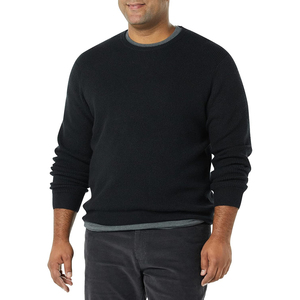 Pull ras du cou gris uni pour homme, manches longues, 100 % acrylique, anti-boulochage, tricoté, pour l'automne - Product Image 3