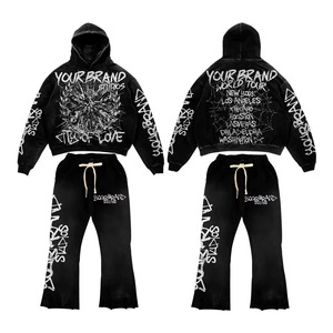 Conjunto de Sudadera con Capucha para Hombre YOURBRAND, Ropa Deportiva de Algodón Tejido, Diseño de Ojo de Llama Púrpura, Estilo Urbano, Otoño - Product Image 4