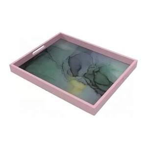 Bandeja de Servir de Madera, Forma Rectangular, Diseño Moderno con Patrón de Plantas, Platos de Madera Maciza Hechos a Mano para Servir Comida en Fiestas - Product Image 5