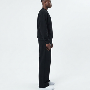 Conjunto de Sudadera y Pantalones Deportivos Personalizados, 100% Algodón, Felpa Francesa, Color Negro Sólido, Tallas Grandes, Sudaderas con Capucha y Pantalones Deportivos para Hombre - Product Image 3