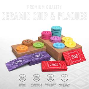 ชิปเซ็ตโป๊กเกอร์ Vortex พร้อมแผ่นรอง 300/500 ชิ้น ขนาด 10/20 มม. ชิปเซรามิก 40/45/50 มม. น้ำหนัก 10/14/17 กรัม - Product Image 3