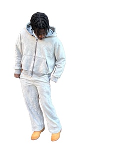 Street Fashion Heavyweight Fleece Men Sweatpants and Full Face Zip up Hoodie Set Custom 3D Puff Print 2 Pieces Men <b>Tracksuit</b> Set - Product Image 1