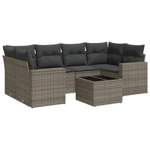 Conjunto de Sofá de Jardín de Ratán PE Gris con Acero con Recubrimiento en Polvo y Vidrio Templado, Muebles de Exterior Premium - Product Image 2