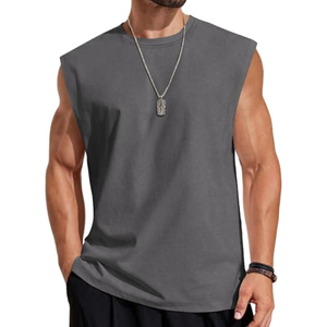 Camiseta sin mangas 100% algodón para hombre, camiseta deportiva con corte musculoso, camiseta holgada para gimnasio y entrenamiento físico - Product Image 3