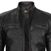 Blouson Bomber Homme en Cuir de Vachette Véritable OEM Personnalisé, Noir Classique, Pleine Fleur, Vêtement d'extérieur Décontracté, Blouson Moto Biker avec Doublure en Laine