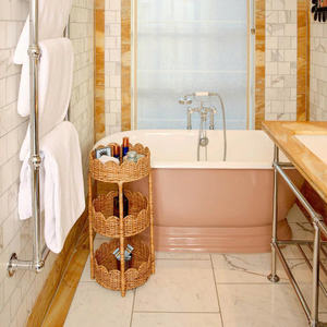 Cesta de Mimbre de Tres Niveles con Borde Festoneado, Cesta Decorativa para Almacenamiento, Organizador de Mimbre Natural, Ideal para Almacenamiento en el Baño - Product Image 3