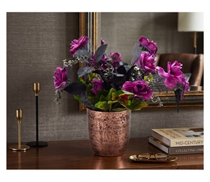 Tabletop Aluminum Hammered Texture Cone Shape Two Toned Color Nickel Plated Flower <b>Vase</b> <b>Unique</b> Style Fancy Wedding Flower <b>Vase</b> - Product Image 1