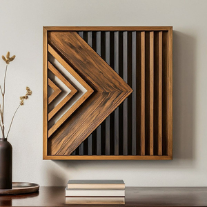 Handcrafted Geometric Wooden Wall Hanging Eco-friendly Modern Decor for Living Room Hotel Office - Product Image 2