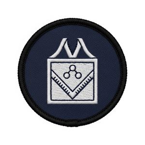 Parche termoadhesivo personalizado de insignia masónica azul marino y blanca, decoración para ropa de la francmasonería, parche bordado a máquina circular para delantal - Product Image 4