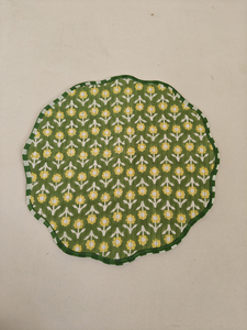 แผ่นรองจานผ้าฝ้ายสีเขียวอ่อนลายดอกไม้แบบควิลท์บาง  แบบกลับด้านได้ ทันสมัย ปรับแต่งได้ ซักเครื่องได้ - Product Image 2