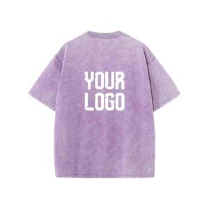เสื้อยืดโอเวอร์ไซส์ทรงบ็อกซี่สไตล์วินเทจฟอกสีแบบแอซิดวอช รับผลิตเสื้อผ้าสตรีทแวร์ตามสั่ง (OEM) - Product Image 2