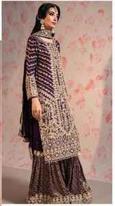 Invierno elegante completo Dupatta semi-cosido invierno terciopelo Shalwar Kameez intrincado bordado Jacquard Bottoms estilo étnico elegante - Product Image 4