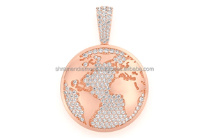 Custom Iced Large World Globe Geometric 925 Silver <b>Gold</b> Plated Lab Grown Diamond Fine <b>Pendants</b> Charms Hip hop Party Gifts Unisex - Product Image 6