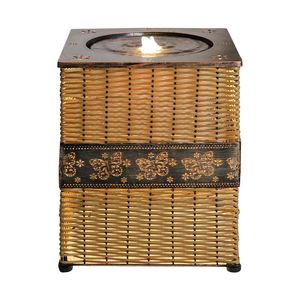 Fontaine zen à étage de 17 pouces avec lumières LED caractéristique d'eau en rotin intérieur pour la maison salon salle de yoga bureau porche décor - Product Image 1