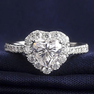 GRA Certifié Haute Qualité Or Blanc 14k Fine Jewelry Bague en diamant taille coeur VVS Moissanite Bague de fiançailles pour femme - Product Image 2