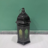 Lanterne décorative artisanale en métal coloré pour Ramadan, Noël, Pâques, porte-bougie pour la maison, table, 5.25X4.5X11.5