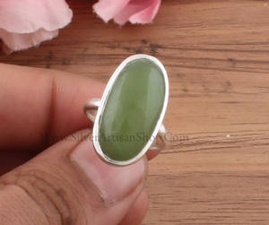 Anillo de Jade Verde Natural, Anillos Sencillos para Mujer y Hombre, Plata de Ley 925, Anillo de Dedo Minimalista con Piedra Preciosa, Joyería al por Mayor - Product Image 3