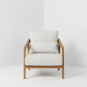 Teak Wood Chair Factory Upholstered Accent Armchair OEM ODM Manufacturer Direct Jepara Indonesian Wooden Furniture Bulk Supplier - Product Image 1