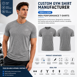 T-shirt gris chiné pour homme, manches courtes, coupe classique, séchage rapide, jersey, impression de logo personnalisé sur le devant - Product Image 1
