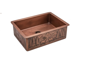 Nouvel arrivage : Évier de cuisine double cuve en cuivre, style moderne et nouveau look, évier double cuve en cuivre style ferme, évier fait main - Product Image 5