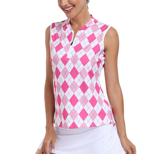 <b>Heavy</b> <b>Duty</b> Womens Quarter <b>Zipper</b> Sleeveless Polo Shirts Premium Moisture Wicking Fabric For Fitness And Outdoor Golf Training - Product Image 5