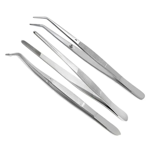 Lot de 3 outils dentaires réutilisables : pinces à dissection, pinces à tissus, pinces manuelles en acier pour pansements en coton - Product Image 1