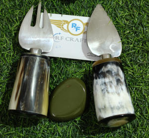 RFcraft Juego de cuchara de cuerno de búfalo de buey Real pulido de lujo Juego de queso parmesano clásico de alta calidad - Product Image 4