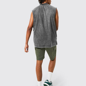 Camiseta sin mangas térmica de algodón grueso con gráfico personalizado para hombre, impresión DTG, camisetas sin mangas de punto para hombre - Product Image 3