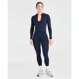 <b>Women</b> High Waist Long Sleeve Zipper Yoga <b>Set</b> Full Length Leggings Breathable Spandex Polyester Gym Workout Clothing Jumpsuit - Product Image 5