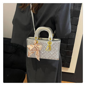 Women's Luxury Handbag New Fashion Crossbody Bag with Embroidered Checkered Silk Scarf Lattice Shoulder Strap Elegant Backpack - Product Image 5