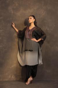 Heavy Embellished Ombre <b>Kaftan</b> Set <b>Black</b> - Product Image 2