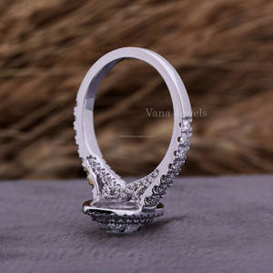 แหวนหมั้นเพชรสำหรับปลูกในห้องปฏิบัติการมาคีส์18K สีทองขาวทึบการตั้งค่ารัศมีสองชั้นได้รับการรับรองว่าเป็นของขวัญแต่งงานที่สมบูรณ์แบบ - Product Image 3