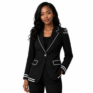 Blazer Negro Cómodo para Mujer, Estilo Griego, Herencia Masónica, Delta Sigma, Ropa Exterior para Hermandades y Fraternidades, Negocios - Product Image 1