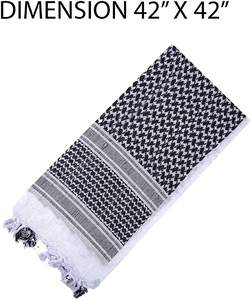 Shemagh Keffiyeh carré blanc et noir à pois, foulard arabe traditionnel à carreaux, tactique, qualité supérieure, 100% coton, pour homme - Product Image 4
