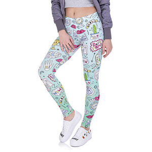 Leggings de sport pour femmes, imprimés de dessins animés amusants, taille haute, pour le sport, la gym et le yoga. - Product Image 1