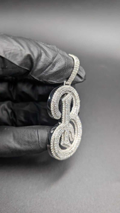 Collar con colgante de letra inicial S en plata con moissanita, estilo hip hop, con incrustaciones de diamantes, joyería de lujo, regalo para hombre - Product Image 4