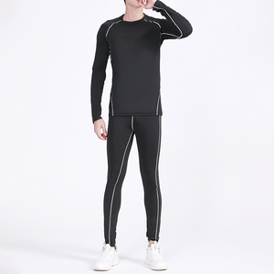 <b>Men's</b> High Waist Quick Dry Breathable <b>Compression</b> <b>Tights</b> 2 Piece Set <b>for</b> Fitness Sports Training Active Wear - Product Image 4