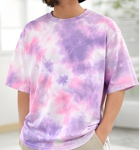 Camiseta Oversize con Efecto Tie-Dye, 240 GSM, Algodón Grueso, Corte Holgado, Hombros Caídos, Estilo Urbano, Verano, a la Moda - Product Image 5