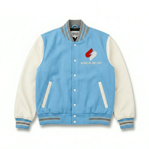 Veste de baseball décontractée pour homme, mélange coton et polyester, manches en PU, style streetwear - Product Image 1